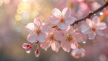 Fototapeta premium Yoshino Sakura Macro Photography with Soft Pink and White Petals