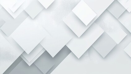 Obraz premium Abstract geometric pattern of overlapping squares in shades of white and gray. A modern, clean, and minimalist design