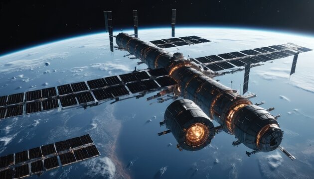 A massive space station floating at a Lagrange point