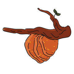 Bee hive hanging on a tree branch with leaves in cartoon style. Vector illustration isolated