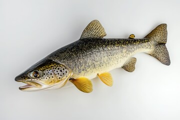 Naklejka premium A detailed top view of a fish on a white surface