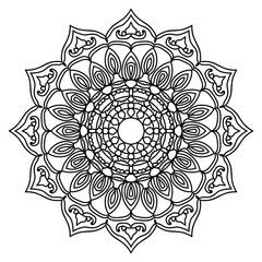 Hand drawn element. Black and white. Mandala.