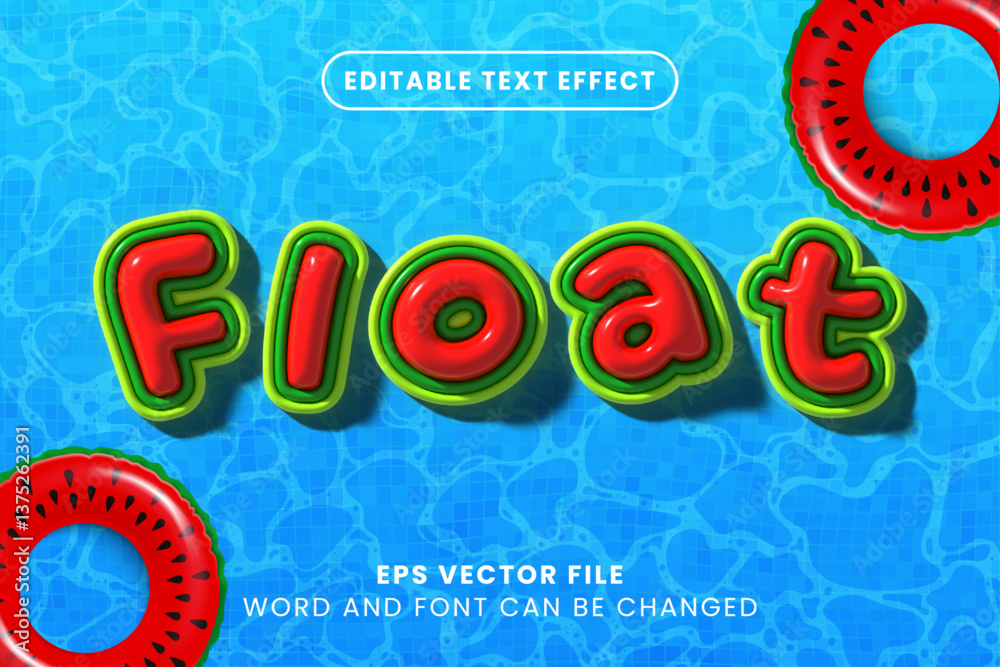 Poster Summer pool float 3d editable vector text effect