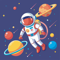 Astronaut with Yellow Oxygen Pack - Playful Space Art