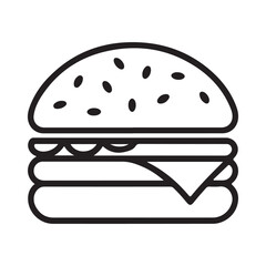 Burger Icon - Simple Line Art for Food and Restaurant Design