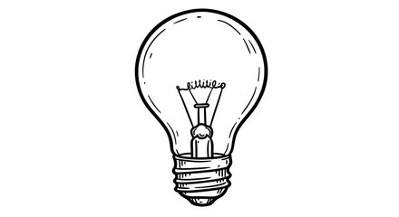 Obraz premium A brilliant idea taking shape, a moment of inspiration captured in a classic hand-drawn style with bold lines and detailed filament.