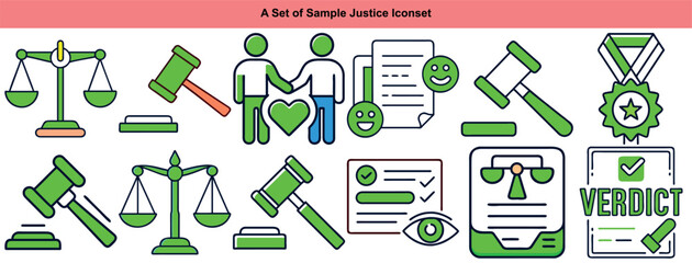 Fototapeta premium Justice and Law Icon Set