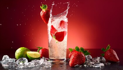 Strawberry Lime Fizz- A sparkling drink made with fresh strawberries, lime juice, and soda water