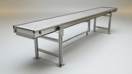 A clear packaging conveyor system, offering clean space for copy or logos above the belt.