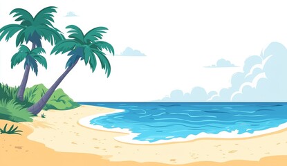 Fototapeta premium Tropical beach scene with palm trees