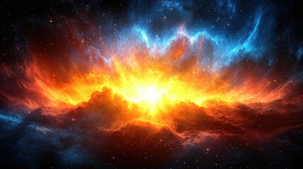 Fototapeta premium Cosmic Inferno: A Fiery Nebula in the Vastness of Space