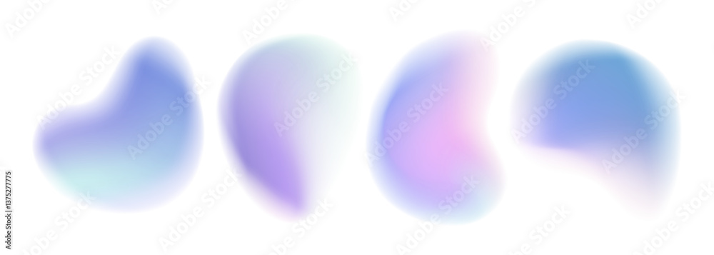 Aufkleber Liquid defocused shapes. Set of soft color gradient blurred curved shapes for creative graphic design. Vector illustration.