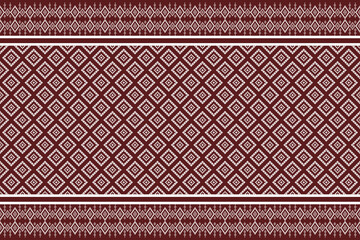 Obraz premium Geometric Patterns in Brown Shades, Traditional Cross Stitch and Pixel Art Style, Decorative Textile Background for Fabric,Cloth,Dress,Carpet, Wallpaper,sarong,saree,batik,and Digital Design