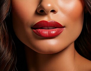 Fototapeta premium of closeup of crop anonymous woman with on lips 
