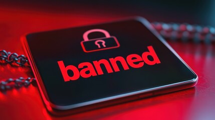 A smartphone is banned, locked down with a padlock symbol