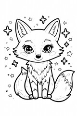 Obraz premium Cute Cartoon Fox Coloring Page