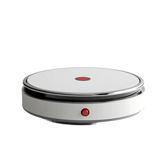 Modern minimalist food warmer in white and silver with red power button