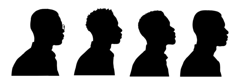 Set of silhouette of a young black man - vector illustration