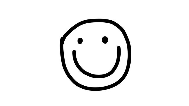 Happy face animation with a scribble and line art effect. Transparent 4K Alpha Channel. Seamless loop. Perfect for social media, greeting cards, stickers, and graphic design.