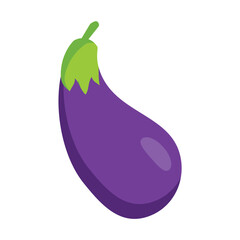 purple eggplant vector icon in simple flat style