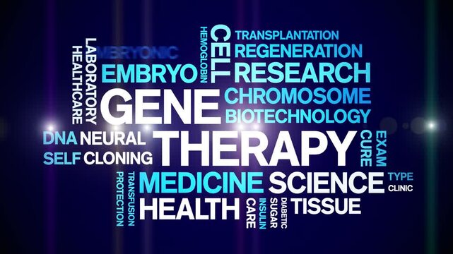 Gene Therapy animated word cloud;text design animation tag kinetic typography seamless loop.