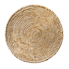 Naklejka premium Transparent background image isolate into png. Transparent background image separated into png. Round Beige Woven Basket with Spiral Pattern
