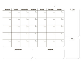 Monthly calendar. Blank calendar template. Weekly Planner for Business, Coaching, Productivity