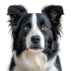 Border collie headshot PNG intelligent dog PNG herding breed PNG black and white dog PNG loyal pet PNG portrait PNG transparent background