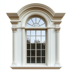 Obraz premium Front view of a transom window isolated on a white background