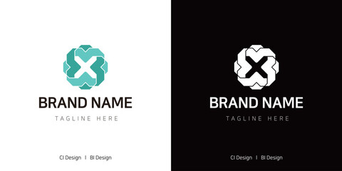 X를 입체적으로 표현한 CI, BI, Symbol design