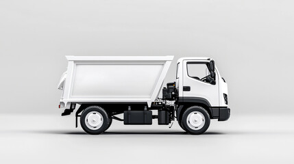 Fototapeta premium Clean White Dump Truck Side View Isolated on Plain Background Vehicle for Transportation Services