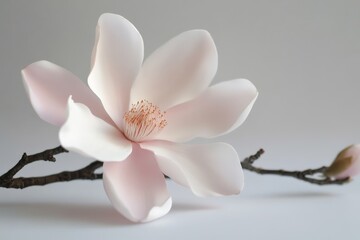 A beautiful white flower blooming on a delicate brown stem