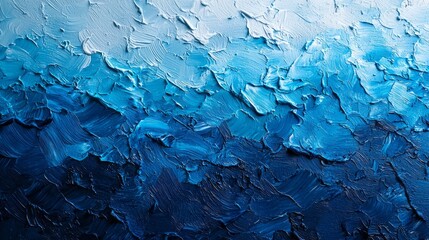 A painting of a blue ocean with blue and white brush strokes