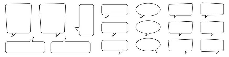 Fototapeta premium Collection of line speech bubble, ounline speech balloon, chat bubble.