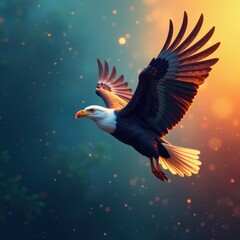 Obraz premium A majestic bird in mid-flight, landscape, bird, motion