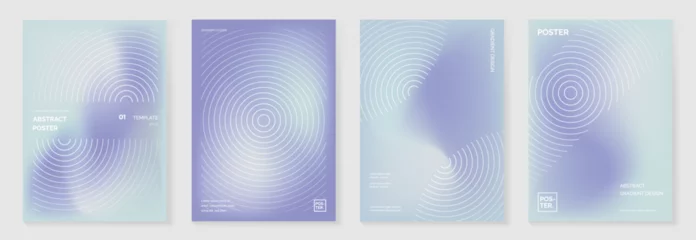 Abstract line wave poster background vector set. Minimalist cover template with vibrant perspective line wave in motion. Ideal design for social media, cover, banner, flyer, music, ads.