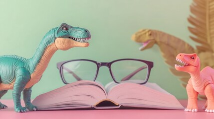 Educational toys, dinosaurs, and a book