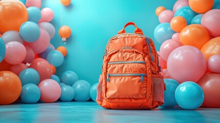 Backpack and Balloons: A Festive Back to School Scene