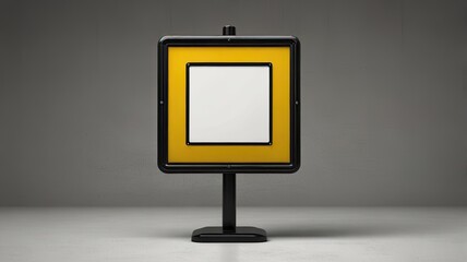"Blank Yellow Sign with Black Elements . Isolated Sticker Design