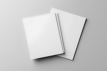 Blank White Papers Sheets Display Minimalist Design on Gray Background Surface Closeup