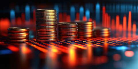AI generated image of a currency coin of a growing stock business