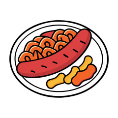 currywurst vector art, currywurst icon, food vector illustration
