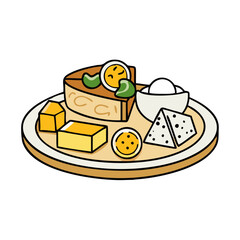 cheese platter vector art, cheese platter icon, food vector illustration