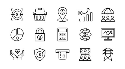 Business Economic Development line icon set. Entrepreneurship, containing business, economic stimulus, trade expansion, sustainable Development,  outline icon collection. UI thin outline icon pack