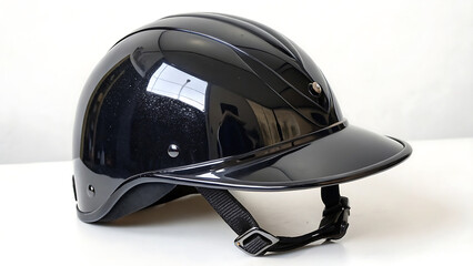 Obraz premium Glossy Black Equestrian Helmet Safety and Style for Riding