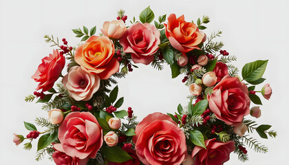 Obraz premium Vintage christmas decorative floral wreath , with white tonespng