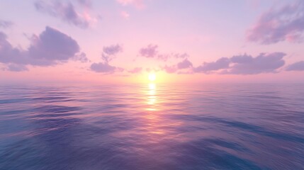 Fototapeta premium Ocean Sunset: A mesmerizing scene of a vast ocean, reflecting the warm hues of a setting sun, painting the sky with vibrant colors and casting a tranquil glow. 