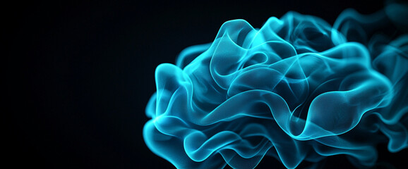 Fototapeta premium Abstract background with gradient of blue and turquoise, featuring flowing waves and soft curves that create sense of depth and movement