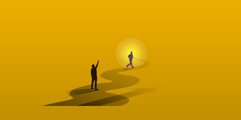 The light is at the end of the tunnel.
 The concept of overcoming a crisis situation in business.
 Vector image
