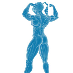 Obraz premium 3D blue sculpture of a muscular figure
